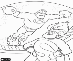 Coloriage M. Indestructible prisonnier face � face avec le malfaisant Syndrome