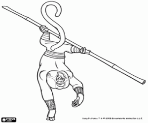 Coloriage Maitre Monkey, un des Cinq Cyclones form� par Ma�tre Shifu dans la Vall�e de la Paix