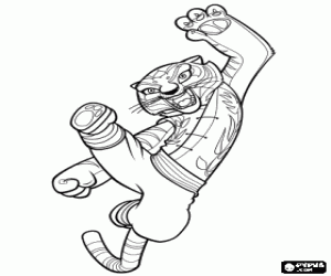Coloriage Maitre Tigresse pr�ts � se battre dans la formation de ma�tre Shifu