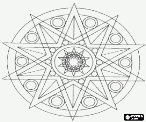 Coloriage Mandala avec des cercles et de �toile