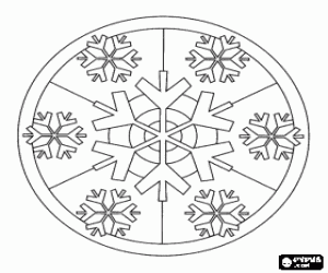 Coloriage Mandala de No�l avec des cristaux de glace qui se forme des flocons de neige