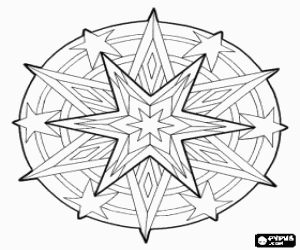 Coloriage Mandala de No�l avec diverses �toiles