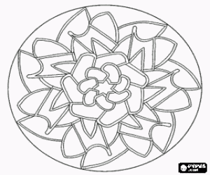 Coloriage Mandala en forme de fleur dans un cercle