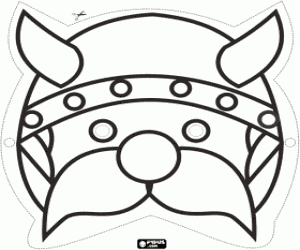 Coloriage Masque de viking avec le casque