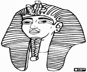 Coloriage Masque du pharaon Toutankhamon avec le n�m�s, c�l�bre touch� � la t�te