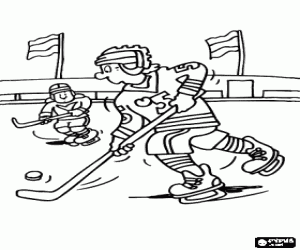 Coloriage Match de hockey sur glace, un sport d'hiver et un sport d'�quipe
