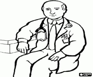 Coloriage M�decin ou docteur assis dans sa consultation