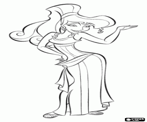 Coloriage Megara ou Meg, une jeune fille en d�tresse qui aiment Hercule