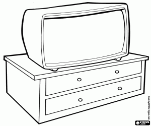 Coloriage Meuble bas avec tiroirs ou de la poitrine de tiroirs pour la t�l�vision