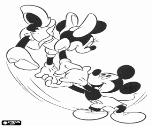 Coloriage Mickey et Minnie dansant