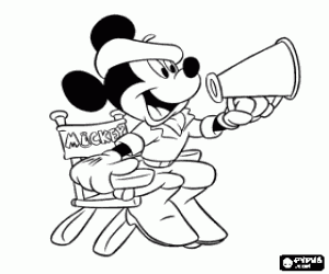 Coloriage Mickey Mouse assis dans la chaise du r�alisateur