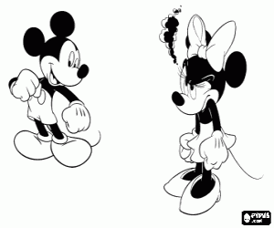 Coloriage Minnie tr�s en col�re contre Mickey Mouse 
