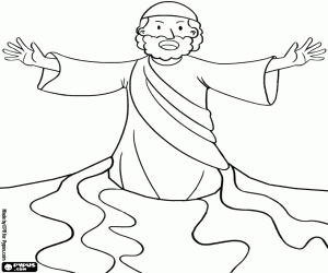 Coloriage Mo�se divise les eaux de la Mer Rouge, dans l'exode du peuple juif