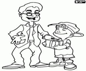 Coloriage Mon p�re ont re�u un cadeau de son fils