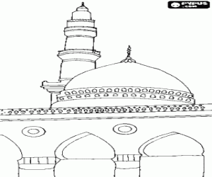 Coloriage Mosqu�e, lieu de culte de l'Islam