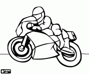 Coloriage Moto de carri�res avec pilote