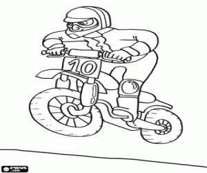 Coloriage Motocross, moto faire un bond spectaculaire