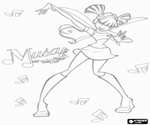 Coloriage Musa, F�e de la musique et du son