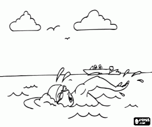 Coloriage Nageur de longue distance en eau libre en la comp�tition 