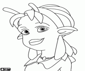 Coloriage Neera, ami Lem, la jeune fille typique, � puce, la peau verte avec quelques belles antennes attrayant sur son front