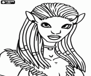 Coloriage Neytiri la belle princesse qui tombe amoureuse de l'avatar de Jake