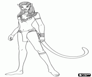 Coloriage Neytiri une na'vi, une race d'humano�des de la plan�te Pandora avec une longue queue