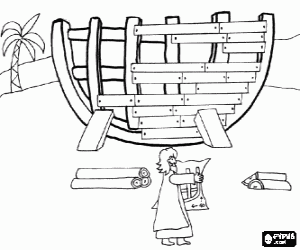 Coloriage No� a construit son arche pour sauver de le d�luge a les �lus 