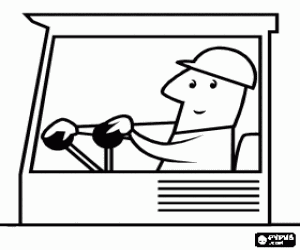 Coloriage Ouvrier du b�timent dans la cabine de la machine