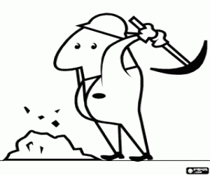 Coloriage Ouvrier travaillant sur le pioche