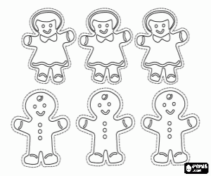 Coloriage Pain d'�pices aux t�moins avec des formes humaines