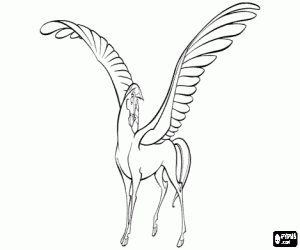 Coloriage P�gase, le cheval ail�, un cadeau de Zeus � son fils Hercule