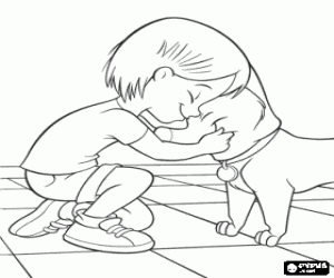 Coloriage Penny embrasse Bolt - Penny embrasse Volt