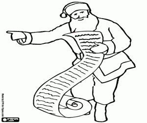 Coloriage P�re No�l � le v�rification de la liste des noms d'offrir des cadeaux de No�l