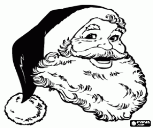 Coloriage P�re No�l hereux avec son chapeau et sa longue barbe blanche