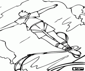 Coloriage Personne sautant dans le vide par un cordon �lastique autour des chevilles, pratiquant saut � l'�lastique