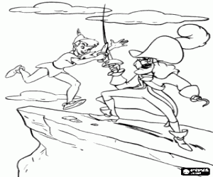 Coloriage Peter Pan de la lutte contre le Capitaine Crochet