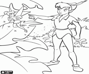 Coloriage Peter Pan et Clochette