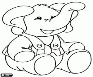 Coloriage Petit �l�phant heureux avec ses v�tements et se sont assis sur le plancher