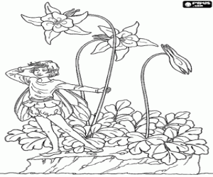 Coloriage Petit elfe ou de lutin qui regarde l'horizon