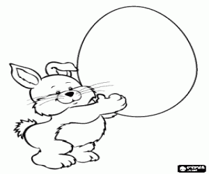 Coloriage Petit lapin soulever un gros �uf de P�ques sans d�cor�
