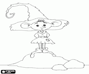 Coloriage Petit lutin se tenant debout sur un rocher avec un grand chapeau