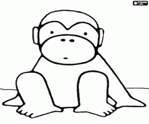 Coloriage Petit singe adapt� dans le sol