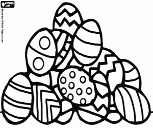 Coloriage Pile d'oeufs de P�ques d�cor�s aux motifs g�om�triques