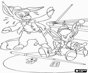 Coloriage Pinocchio avec les oreilles et la queue de l'�ne et son ami � devenir un �ne
