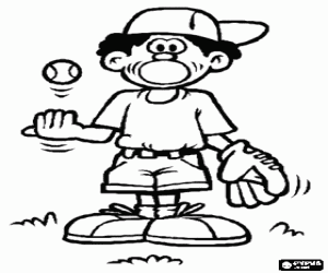 Coloriage Pitcher ou lanceur s'appr�te � lancer la balle