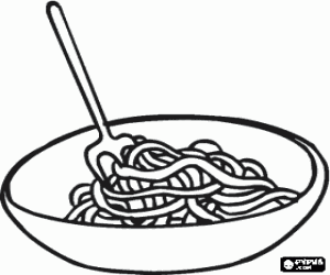 Coloriage Plat de spaghettis avec une fourchette pr�t