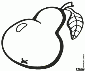 Coloriage Poire grande avec une feuille