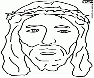 Coloriage Portrait de J�sus avec le couronne d'�pines
