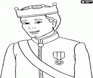 Coloriage Portrait du prince h�ritier avec la couronne et de l'uniforme de gala avec m�daille