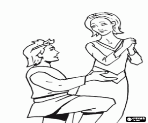 Coloriage Prince � genoux devant la princesse dans la demande en mariage